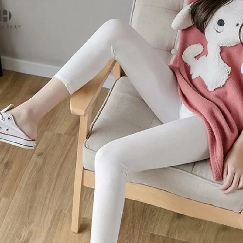 Women's Thin Fleece Leggings Black White Pair - Image 4