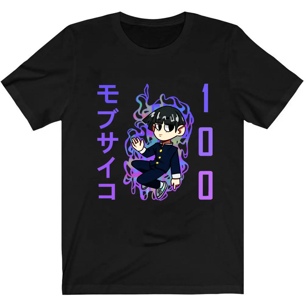 Mob Psycho T-Shirt Black Anime Design - Image 4