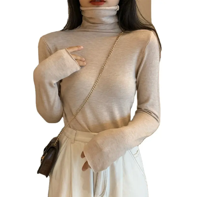 Women Pile Turtleneck Knitwear Blue Long Sleeve - Image 18