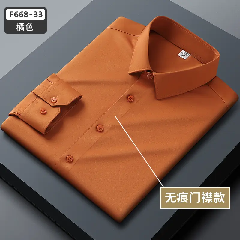 Men's Blue Slim Fit Business Dress Shirt with Button Front - Image 12