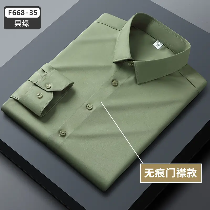 Men's Blue Slim Fit Business Dress Shirt with Button Front - Image 13