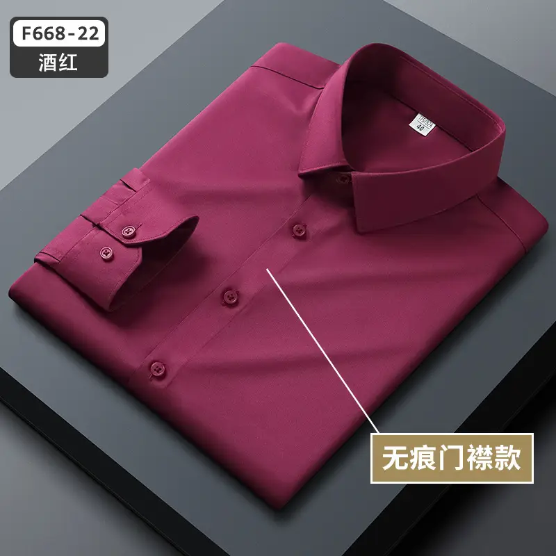 Men's Blue Slim Fit Business Dress Shirt with Button Front - Image 3