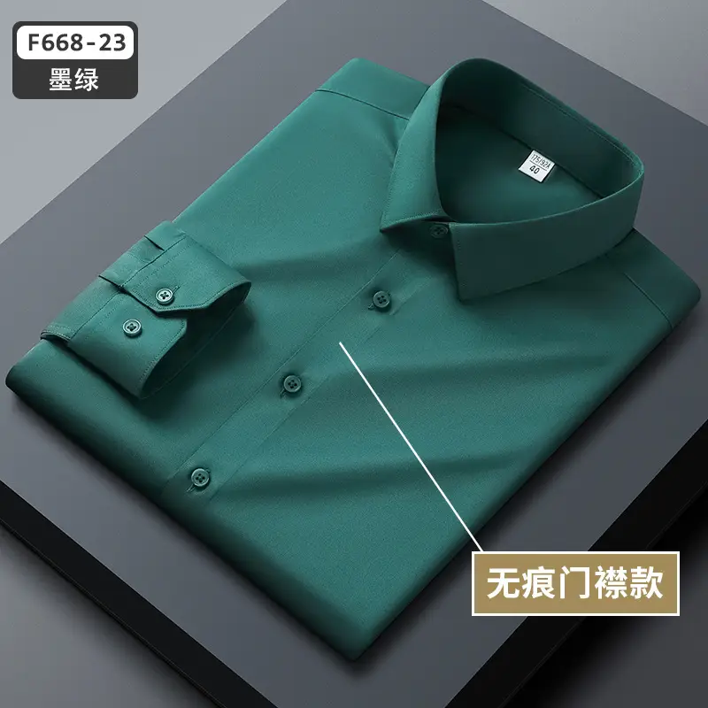 Men's Blue Slim Fit Business Dress Shirt with Button Front - Image 4