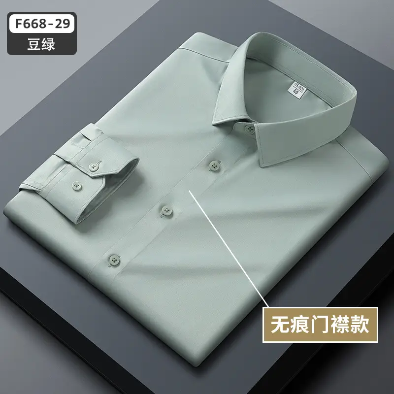 Men's Blue Slim Fit Business Dress Shirt with Button Front - Image 8
