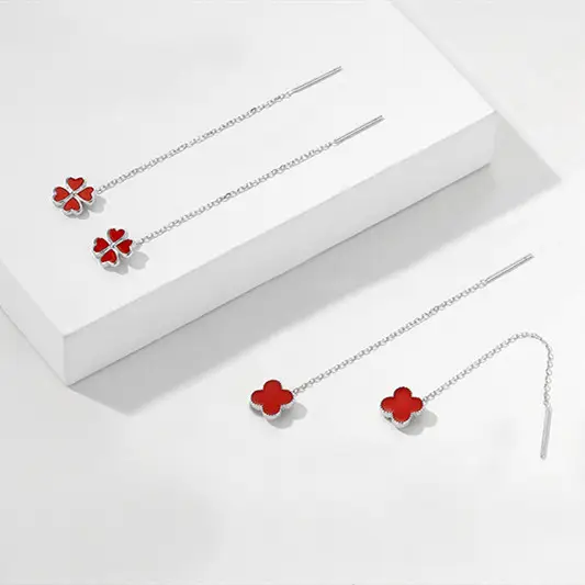 Sterling Silver Four-Leaf Clover Earrings Set - Image 6