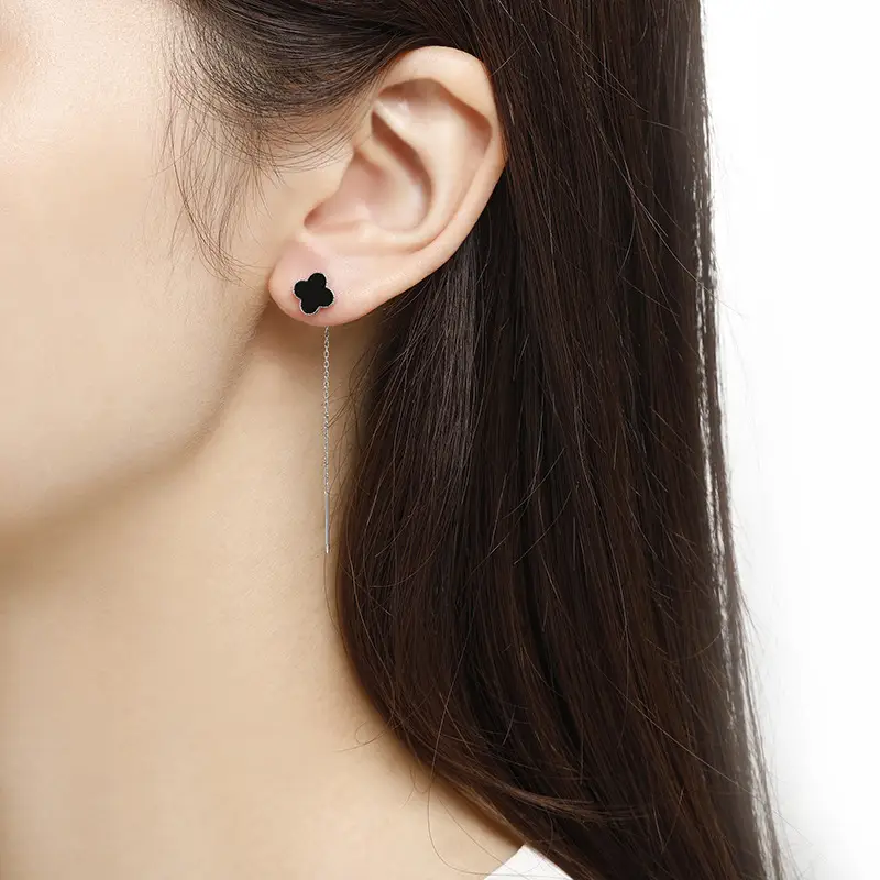 Sterling Silver Four-Leaf Clover Earrings Set - Image 8