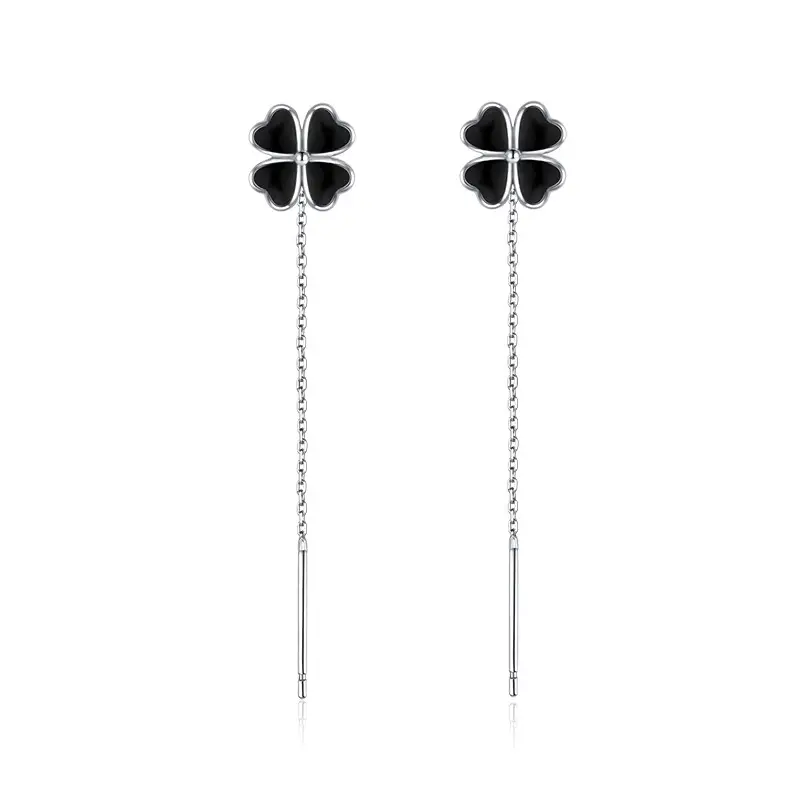 Sterling Silver Four-Leaf Clover Earrings Set - Image 3
