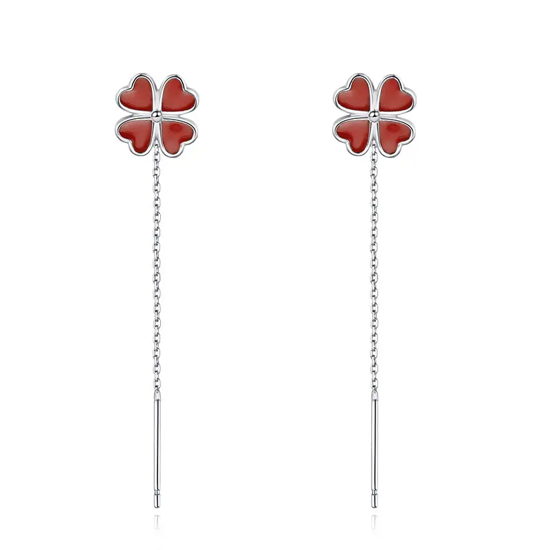 Sterling Silver Four-Leaf Clover Earrings Set - Image 4