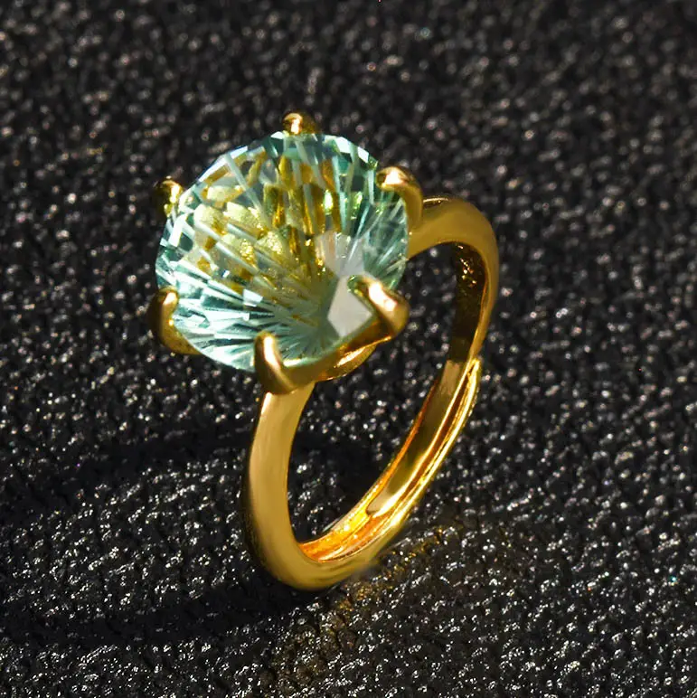 Green Citrine Open Ring for Women Seiko Style - Image 9
