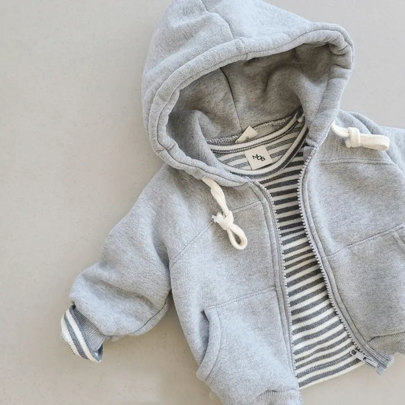 Korean Style Hooded Zipper Jacket for Baby Boys Girls - Image 3