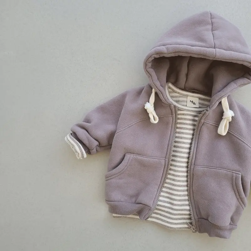 Korean Style Hooded Zipper Jacket for Baby Boys Girls - Image 4