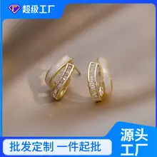 Qiao Lanxuan Japanese Korean New S925 Silver Plated Earrings Round Chain Small Smiley Personality Ear Ring Rose Gold Ear Buckle — feature 7