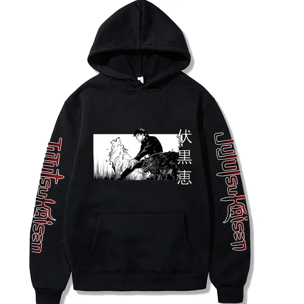 Men's Black Jujutsu Kaisen Hoodie with Spell Return Design - Image 5
