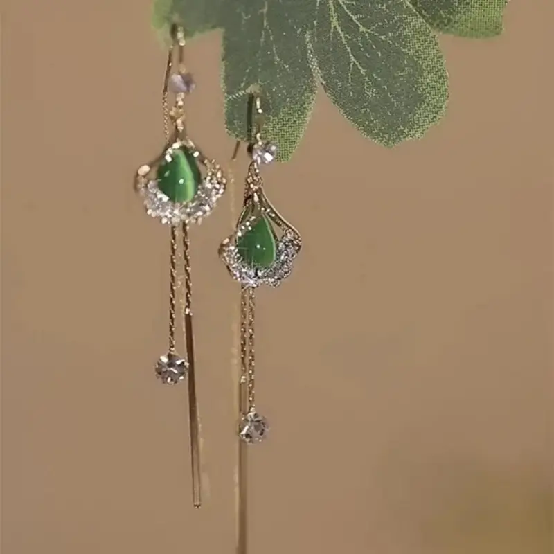 2024 Long Tassel Cat's Eye Earrings for Women - Image 2