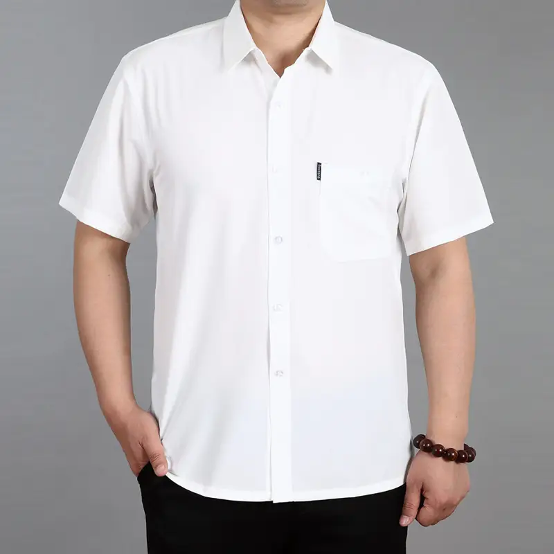 Men Navy Blue Lapel Shirt Large - Image 9