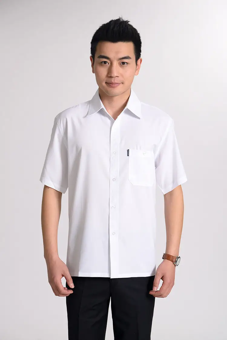 Men Navy Blue Lapel Shirt Large - Image 8