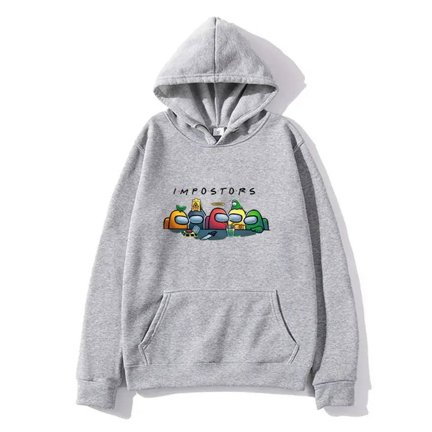 Men Grey Hoodie with "IMPOSTORS" Graphic Print - Image 18