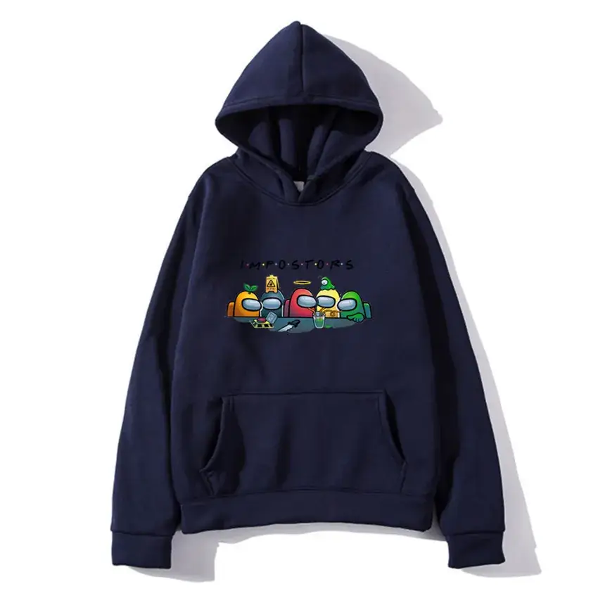 Men Grey Hoodie with "IMPOSTORS" Graphic Print - Image 10