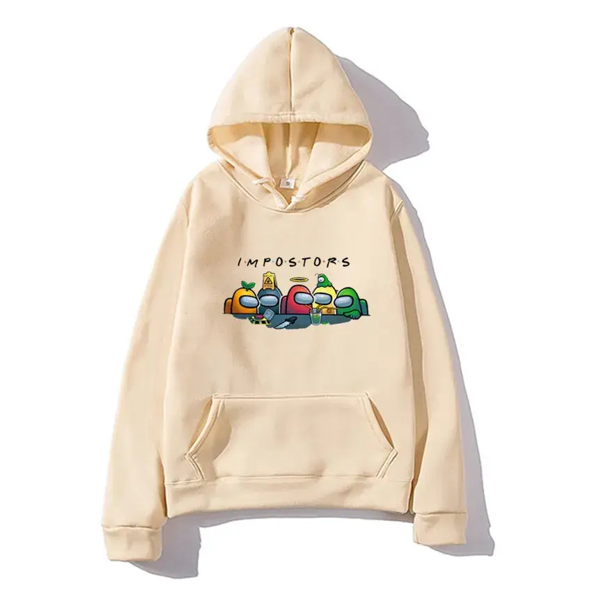 Men Grey Hoodie with "IMPOSTORS" Graphic Print - Image 2