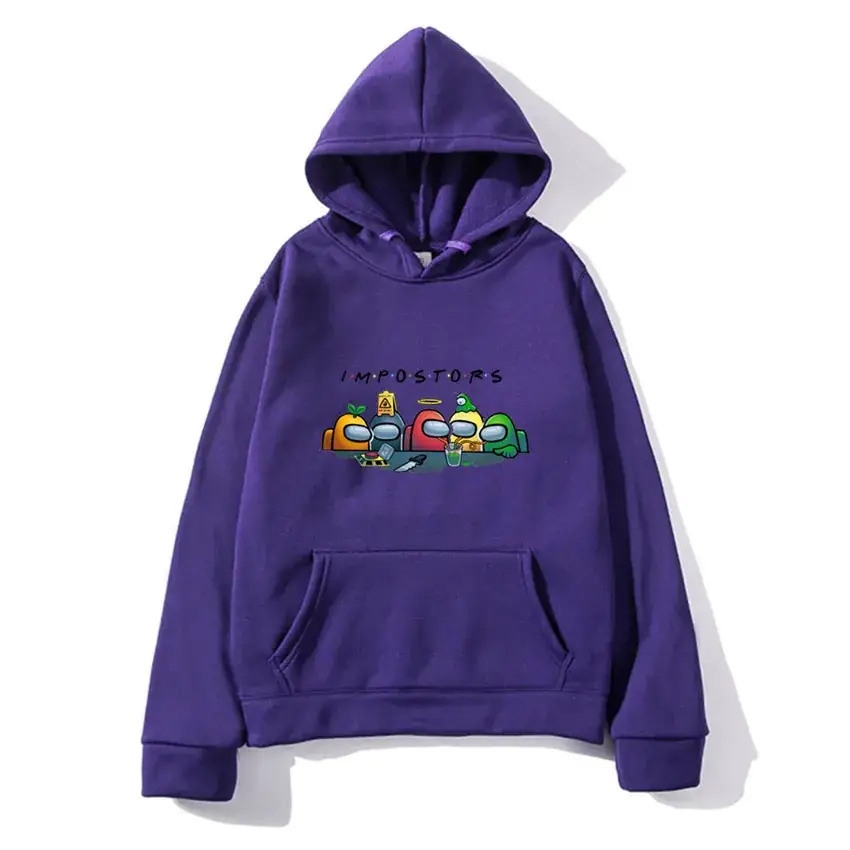 Men Grey Hoodie with "IMPOSTORS" Graphic Print - Image 5