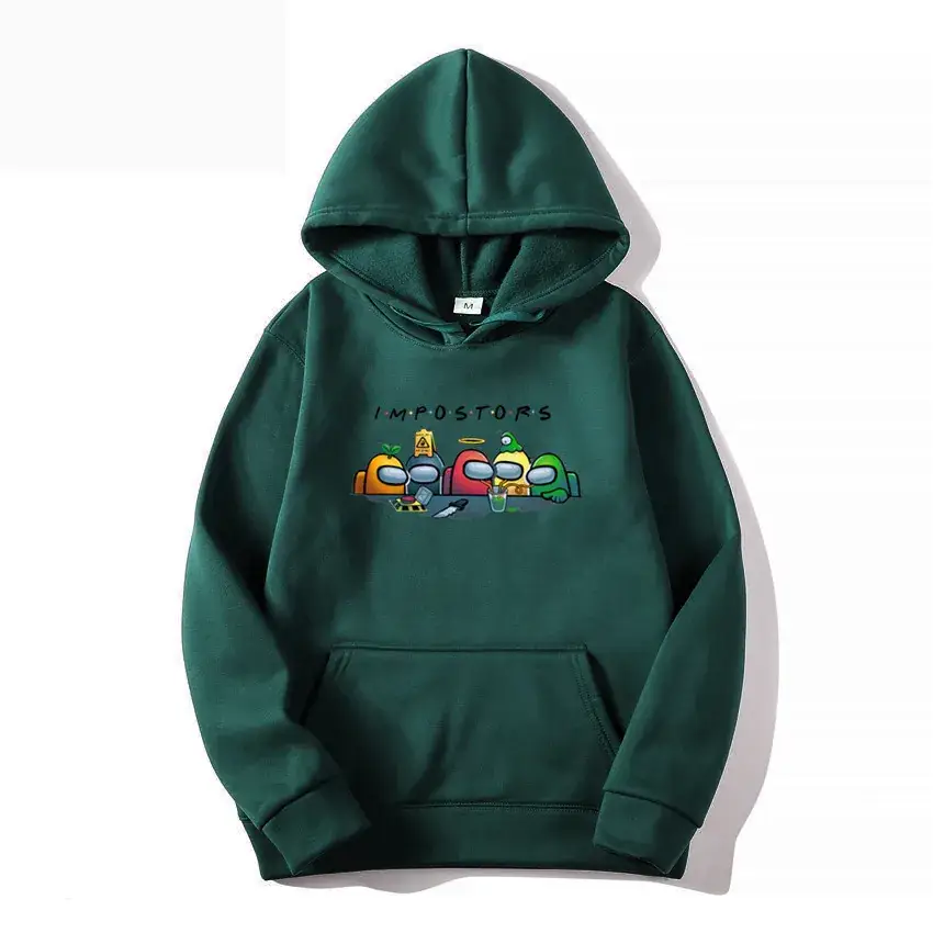 Men Grey Hoodie with "IMPOSTORS" Graphic Print - Image 7