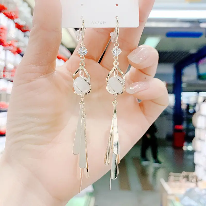 925 Silver Pin Cat's Eye Earrings for Women - Image 11