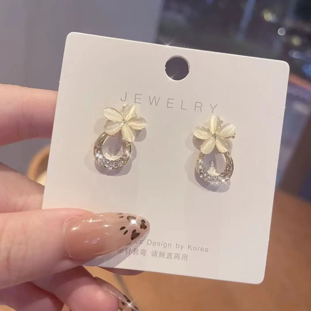 925 Silver Pin Cat's Eye Earrings for Women - Image 3