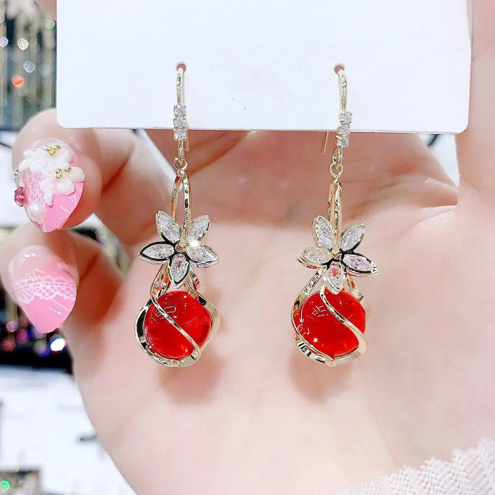 925 Silver Pin Cat's Eye Earrings for Women - Image 6