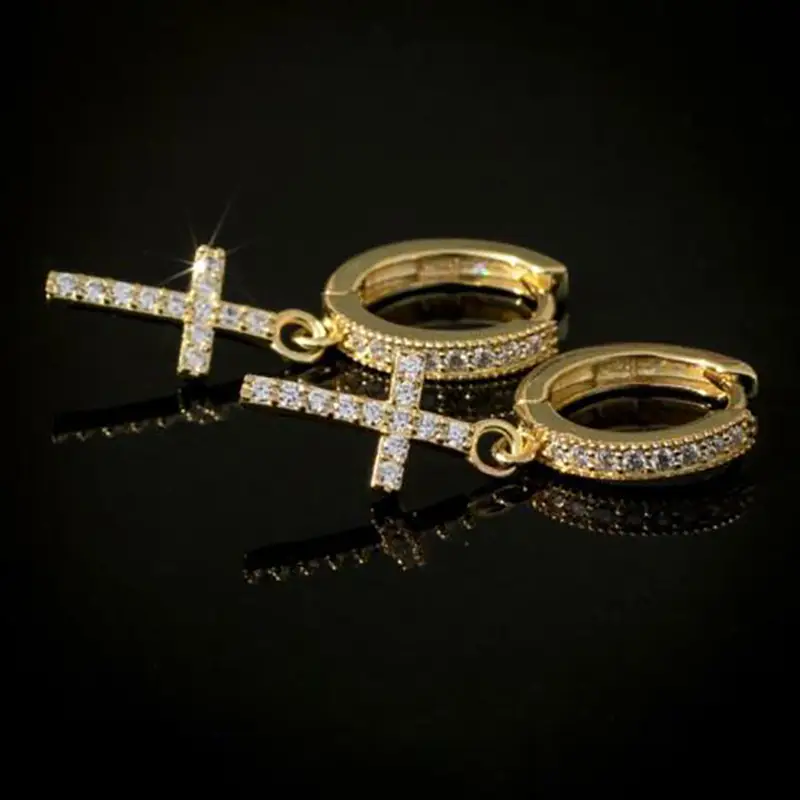Cao Shi Cross Earrings Silver 32mm Wholesale - Image 3
