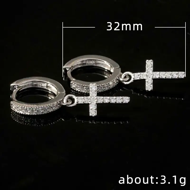 Cao Shi Cross Earrings Silver 32mm Wholesale — feature 1