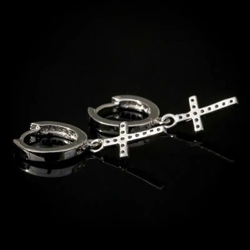 Cao Shi Cross Earrings Silver 32mm Wholesale — feature 2
