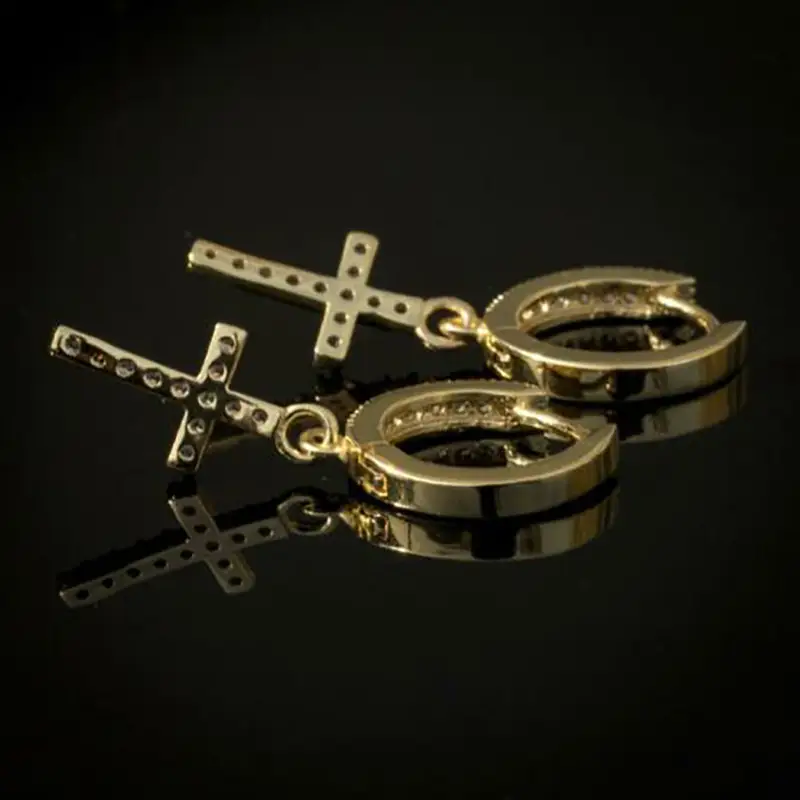 Cao Shi Cross Earrings Silver 32mm Wholesale — feature 3