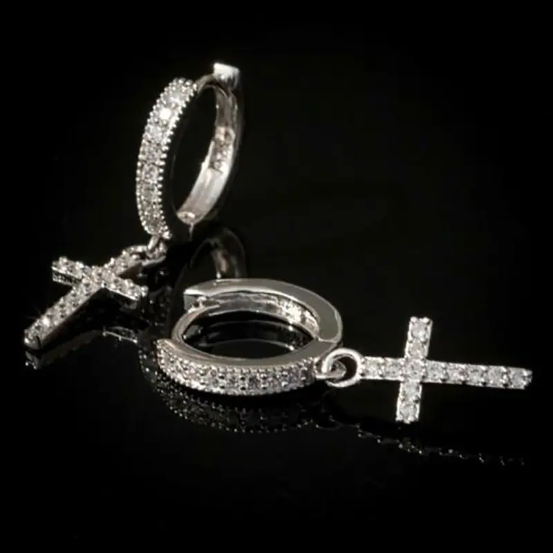Cao Shi Cross Earrings Silver 32mm Wholesale — feature 5