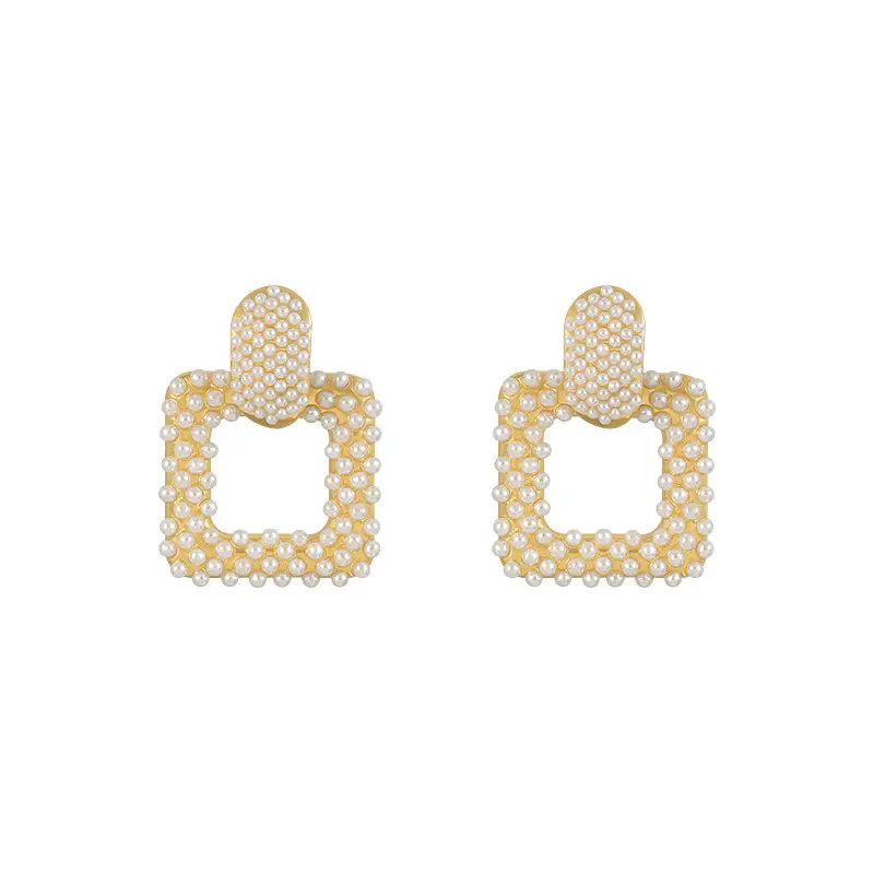 S925 Silver Pearl Square Earrings for Women