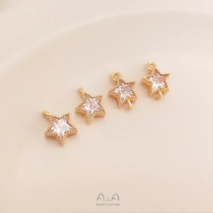14K Gold Star Zircon Earrings Set for Women