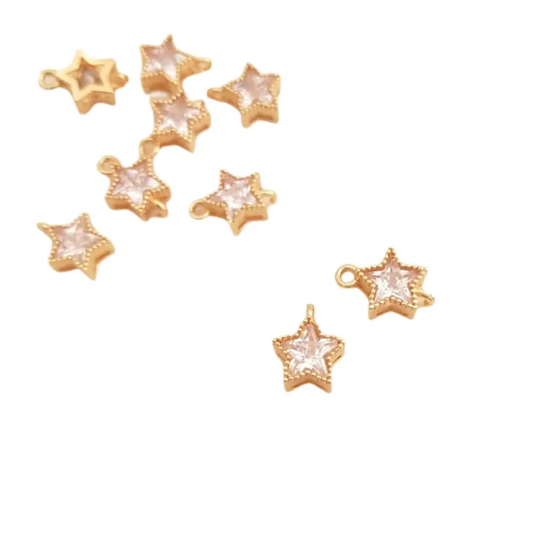 14K Gold Star Zircon Earrings Set for Women
