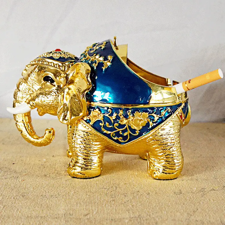 Bowed Elephant Ashtray in Bronze for Home Decor