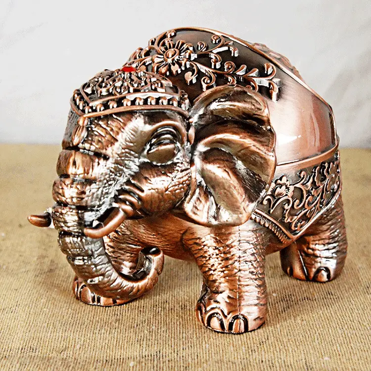 Bowed Elephant Ashtray in Bronze for Home Decor
