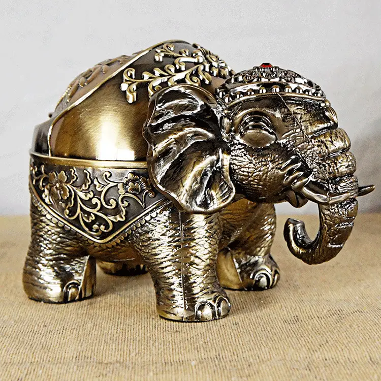 Bowed Elephant Ashtray in Bronze for Home Decor
