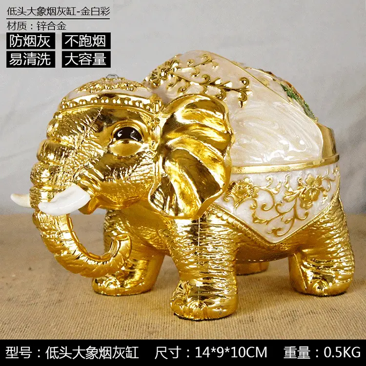 Bowed Elephant Ashtray in Bronze for Home Decor