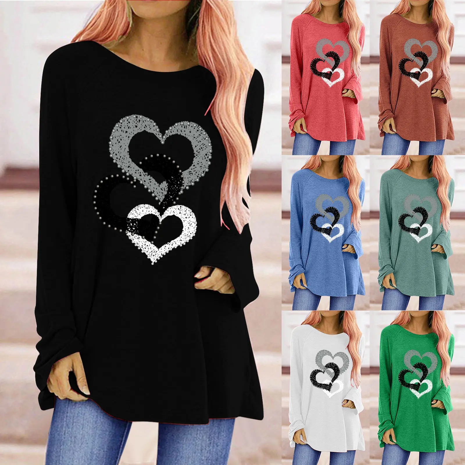 2025 Love Print Long Sleeve T-Shirt Women - Image 8