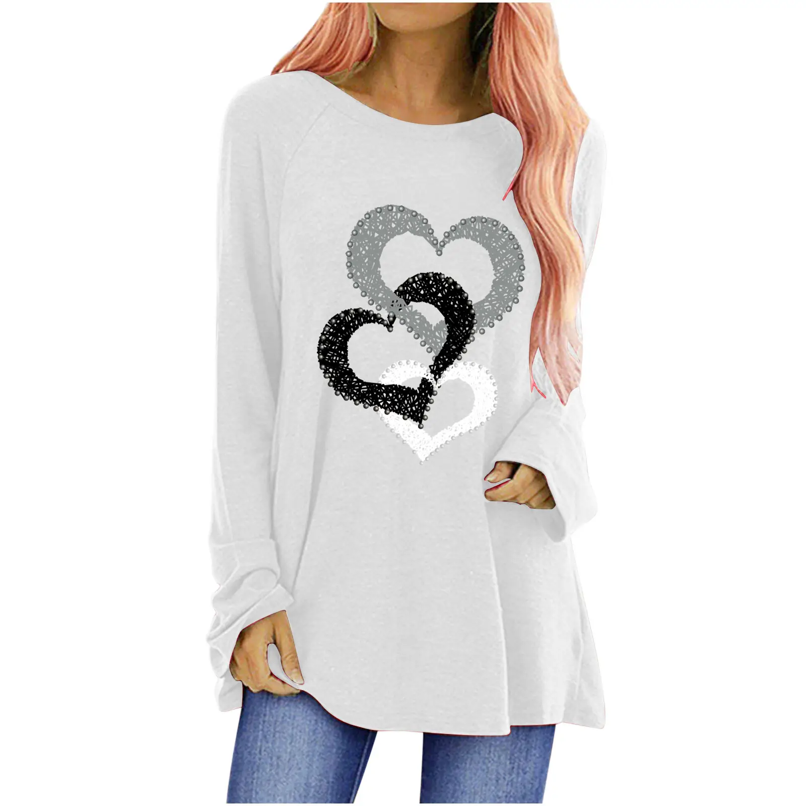 2025 Love Print Long Sleeve T-Shirt Women - Image 3