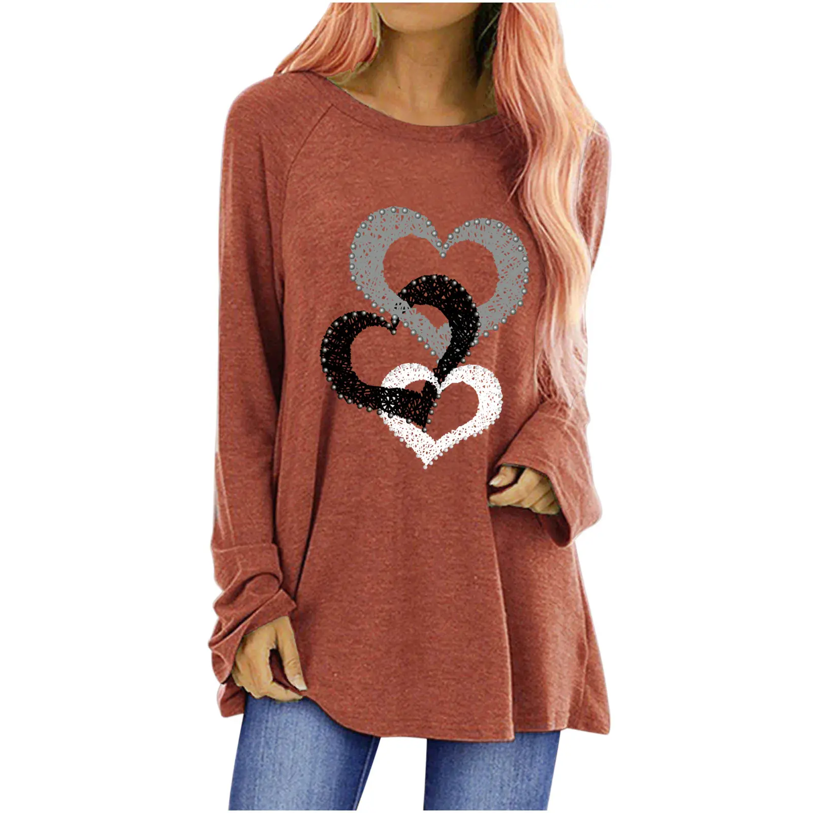 2025 Love Print Long Sleeve T-Shirt Women - Image 5