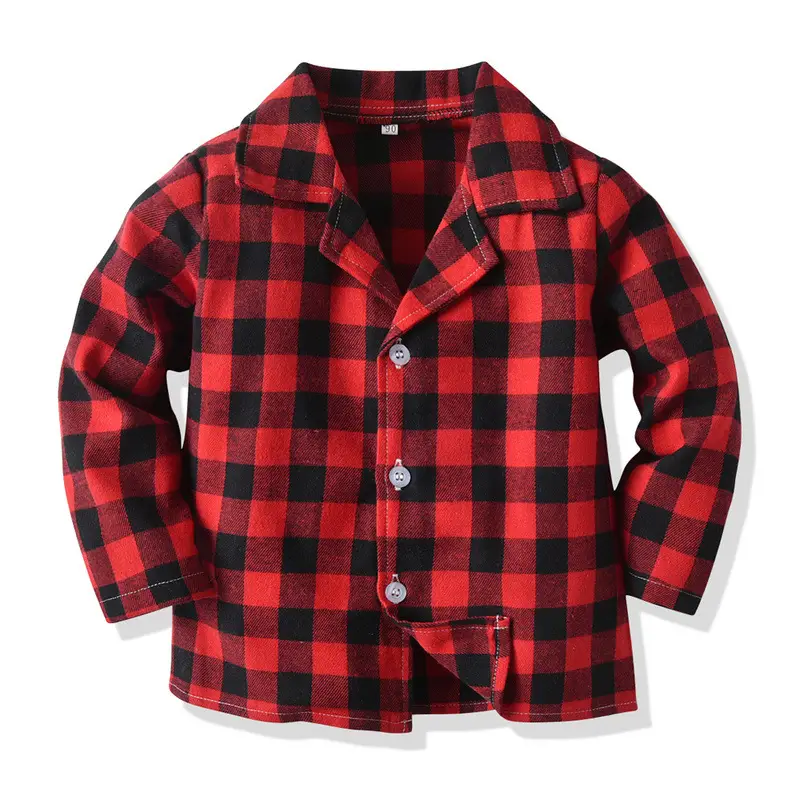 Kids Plaid Pajamas Set Red Black Japanese Style