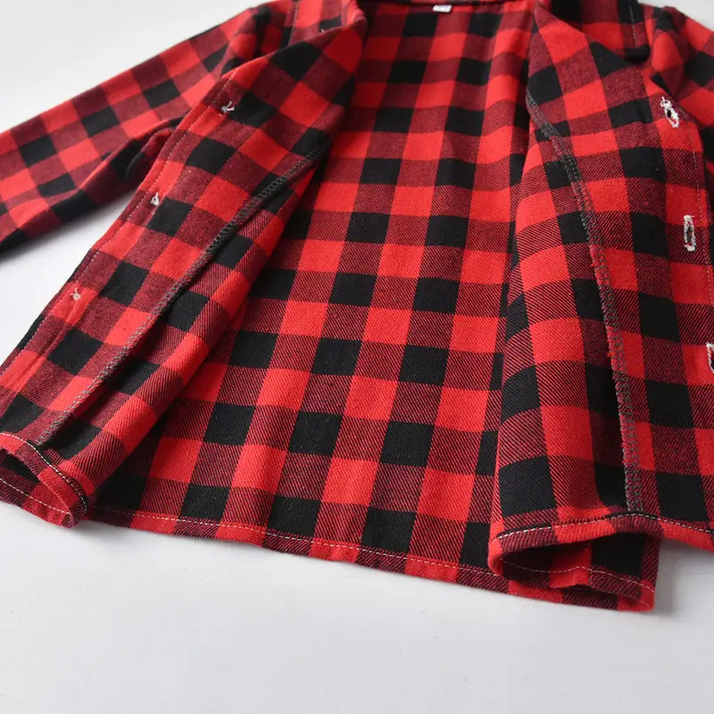 Kids Plaid Pajamas Set Red Black Japanese Style