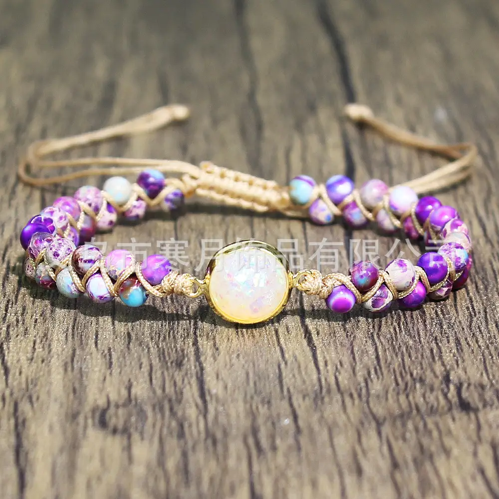 Adjustable Purple Opal Ethnic Bracelet for Women - Image 10