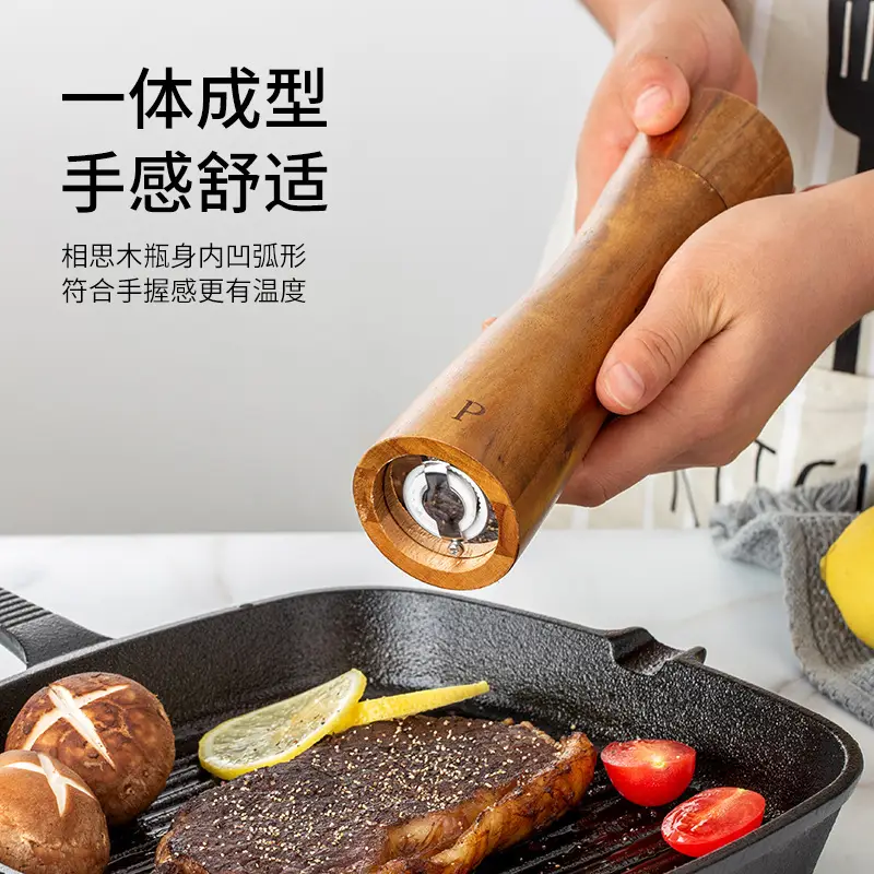 Acacia Wood Manual Pepper Mill for Kitchen Use - Image 5