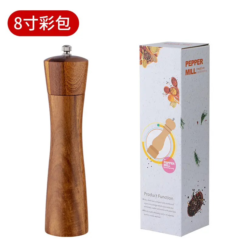 Acacia Wood Manual Pepper Mill for Kitchen Use - Image 2