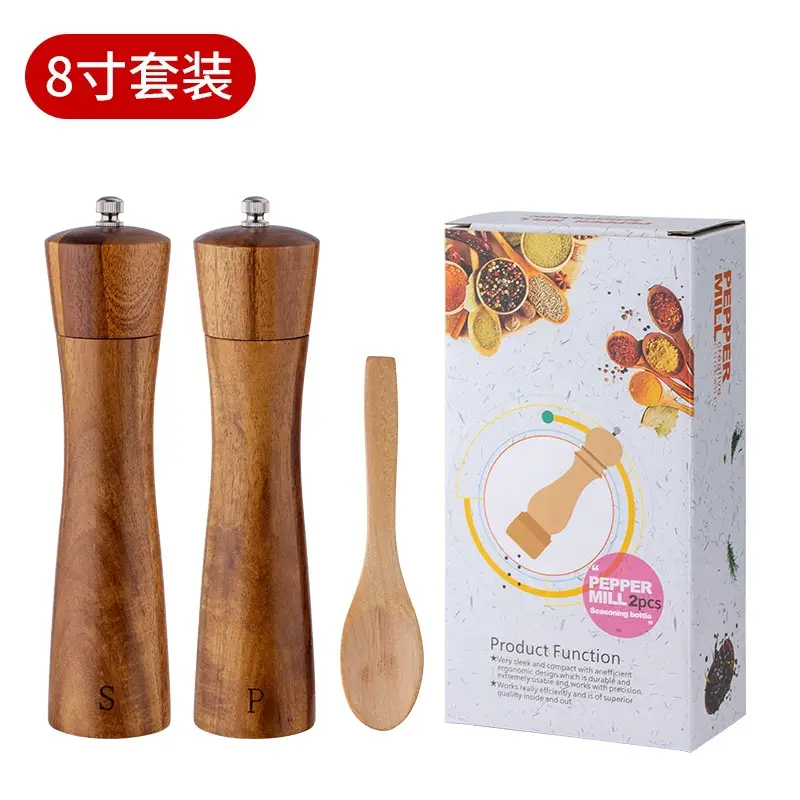 Acacia Wood Manual Pepper Mill for Kitchen Use - Image 3