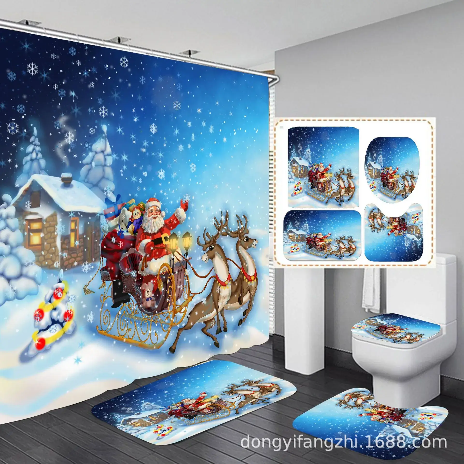 Santa Claus Digital Printed Bathroom Set - Image 6